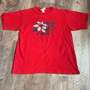 Vintage Christmas Poinsettia T Shirt Northern Reflections Single Stitch 90’s Red